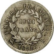 France 1/2 Franc Napoleon I 1812 B KM# 691.2 EMPIRE FRANÇAIS DEMI FRANC 1812 B coin reverse France 1/2 Franc Napoleon I 1812 B KM# 691.2 EMPIRE FRANÇAIS DEMI FRANC 1812 B coin reverse