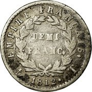 France 1/2 Franc Napoleon I 1812 T KM# 691.13 EMPIRE FRANÇAIS DEMI FRANC 1812 T coin reverse France 1/2 Franc Napoleon I 1812 T KM# 691.13 EMPIRE FRANÇAIS DEMI FRANC 1812 T coin reverse