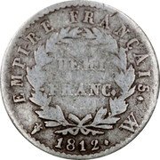 France 1/2 Franc Napoleon I 1812 W KM# 691.15 EMPIRE FRANÇAIS. DEMI FRANC. 1812. W coin reverse France 1/2 Franc Napoleon I 1812 W KM# 691.15 EMPIRE FRANÇAIS. DEMI FRANC. 1812. W coin reverse