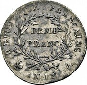 France 1/2 Franc Napoleon I AN12 (1803-04) A KM# 648.1 RÉPUBLIQUE FRANÇAISE. DEMI FRANC. AN 12. A. coin reverse France 1/2 Franc Napoleon I AN12 (1803-04) A KM# 648.1 RÉPUBLIQUE FRANÇAISE. DEMI FRANC. AN 12. A. coin reverse
