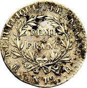 France 1/2 Franc Napoleon I AN12 H KM# 648.5 DEMI FRANC REPUBLIQUE FRANÇAISE AN 12 H coin reverse France 1/2 Franc Napoleon I AN12 H KM# 648.5 DEMI FRANC REPUBLIQUE FRANÇAISE AN 12 H coin reverse