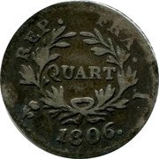 France 1/4 Franc Napoleon I 1806 L KM# 670.4 REP. FRA. QUART 1806. L coin reverse France 1/4 Franc Napoleon I 1806 L KM# 670.4 REP. FRA. QUART 1806. L coin reverse