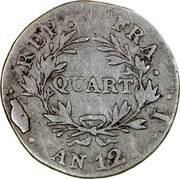 France 1/4 Franc Napoleon I AN12 I KM# 654.5 REP. FRA. QUART AN 12. I coin reverse France 1/4 Franc Napoleon I AN12 I KM# 654.5 REP. FRA. QUART AN 12. I coin reverse