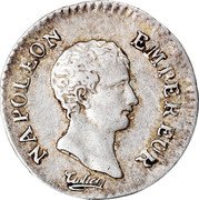France 1/4 Franc Napoleon I AN12 T KM# 654.10 NAPOLEON EMPEREUR. TIOLIER coin obverse France 1/4 Franc Napoleon I AN12 T KM# 654.10 NAPOLEON EMPEREUR. TIOLIER coin obverse