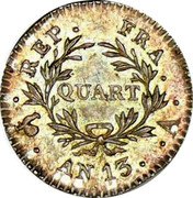 France 1/4 Franc Napoleon I AN13 A KM# 654.1 QUART REP FRA AN13 A coin reverse France 1/4 Franc Napoleon I AN13 A KM# 654.1 QUART REP FRA AN13 A coin reverse