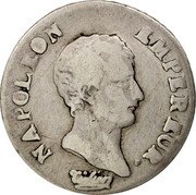 France 1/4 Franc Napoleon I AN13 MA KM# 654.9 NAPOLEON EMPEREUR. TIOLIER coin obverse France 1/4 Franc Napoleon I AN13 MA KM# 654.9 NAPOLEON EMPEREUR. TIOLIER coin obverse