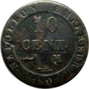 France 10 Centimes Napoleon I 1809 M KM# 676.6 10 CENT M NAPOLEON EMPEREUR 1808 coin reverse France 10 Centimes Napoleon I 1809 M KM# 676.6 10 CENT M NAPOLEON EMPEREUR 1808 coin reverse