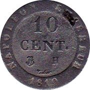 France 10 Centimes Napoleon I 1810 H KM# 676.4 NAPOLEON EMPEREUR 10 CENT. H TIOLIER 1810 coin reverse France 10 Centimes Napoleon I 1810 H KM# 676.4 NAPOLEON EMPEREUR 10 CENT. H TIOLIER 1810 coin reverse
