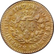 France 12 Deniers French Colonies 1767 A KM# 6 SIT NOMEN DOMINI BENEDICTUM coin reverse France 12 Deniers French Colonies 1767 A KM# 6 SIT NOMEN DOMINI BENEDICTUM coin reverse