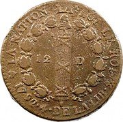 France 12 Deniers (Sol) Louis XVI 1792 BB KM# 601 12 D LA NATION LA LOI LE ROI 1792 4 DE LA LIB coin reverse France 12 Deniers (Sol) Louis XVI 1792 BB KM# 601 12 D LA NATION LA LOI LE ROI 1792 4 DE LA LIB coin reverse