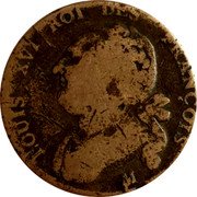 France 12 Deniers (Sol) Louis XVI 1792 M KM# 600.10 LOUIS XVI ROI DES FRANCOIS DUVIVIER M coin obverse