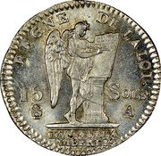 France 15 Sols (1/8 ECU) Louis XVI 1791 A KM# 604.1 REGNE DE LA LOI 15 SOLS A L'AN 3 DE LA LIBERTE coin reverse