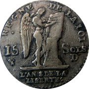 France 15 Sols (1/8 ECU) Louis XVI 1791 D KM# 605.3 REGNE DE LA LOI 15 SOLS D L'AN 3 DE LA LIBERTE coin reverse France 15 Sols (1/8 ECU) Louis XVI 1791 D KM# 605.3 REGNE DE LA LOI 15 SOLS D L'AN 3 DE LA LIBERTE coin reverse