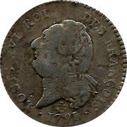 France 15 Sols (1/8 ECU) Louis XVI 1791 H KM# 604.4 LOUIS XVI ROI DES FRANÇOIS 1791 coin obverse