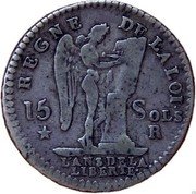 France 15 Sols Louis XVI 1791 R KM# 604.12 15 SOLS R L'AN 3 DE LA LIBERTE REGNE DE LA LOI coin reverse
