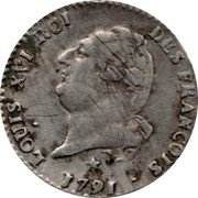 France 15 Sols (1/8 ECU) Louis XVI 1791 W KM# 604.14 LOUIS XVI ROI DES FRANCOIS 1791 coin obverse