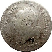 France 15 Sols (1/8 ECU) Louis XVI 1792 B KM# 604.2 LOUIS XVI ROI DES FRANÇOIS 1792 coin obverse France 15 Sols (1/8 ECU) Louis XVI 1792 B KM# 604.2 LOUIS XVI ROI DES FRANÇOIS 1792 coin obverse