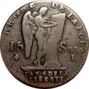 France 15 Sols (1/8 ECU) Louis XVI 1792 I KM# 604.5 REGNE DE LA LOI 15 SOLS. I L'AN 3 DE LA LIBERTE coin reverse France 15 Sols (1/8 ECU) Louis XVI 1792 I KM# 604.5 REGNE DE LA LOI 15 SOLS. I L'AN 3 DE LA LIBERTE coin reverse
