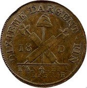 France 18 Deniers Revolution Coinage 1792 KM# Tn4a L'AN 4 DE LA LIBERTE DIXIEME D'ARGENT FIN 18 D coin obverse France 18 Deniers Revolution Coinage 1792 KM# Tn4a L'AN 4 DE LA LIBERTE DIXIEME D'ARGENT FIN 18 D coin obverse