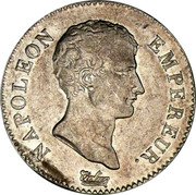 France 2 Francs Napoleon I 1807 Q KM# 658.12 NAPOLEON EMPEREUR. TIOLIER coin obverse France 2 Francs Napoleon I 1807 Q KM# 658.12 NAPOLEON EMPEREUR. TIOLIER coin obverse