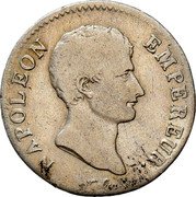 France 2 Francs Napoleon I 1807 U KM# 658.14 NAPOLEON EMPEREUR. TIOLIER coin obverse France 2 Francs Napoleon I 1807 U KM# 658.14 NAPOLEON EMPEREUR. TIOLIER coin obverse