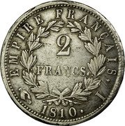 France 2 Francs Napoleon I 1810 I KM# 693.7 2 FRANCS EMPIRE FRANÇAIS 1810 I coin reverse France 2 Francs Napoleon I 1810 I KM# 693.7 2 FRANCS EMPIRE FRANÇAIS 1810 I coin reverse