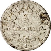 France 2 Francs Napoleon I 1812 L KM# 693.9 2 FRANCS EMPIRE FRANÇAISE 1812 L coin reverse France 2 Francs Napoleon I 1812 L KM# 693.9 2 FRANCS EMPIRE FRANÇAISE 1812 L coin reverse