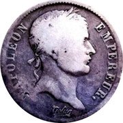 France 2 Francs Napoleon I 1812 MA KM# 693.11 NAPOLEON EMPEREUR TIOLIER coin obverse France 2 Francs Napoleon I 1812 MA KM# 693.11 NAPOLEON EMPEREUR TIOLIER coin obverse