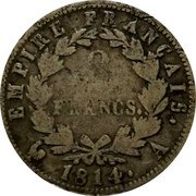 France 2 Francs Napoleon I 1814 A KM# 693.1 EMPIRE FRANÇAIS. 2 FRANCS. 1811. A coin reverse France 2 Francs Napoleon I 1814 A KM# 693.1 EMPIRE FRANÇAIS. 2 FRANCS. 1811. A coin reverse