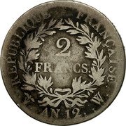 France 2 Francs Napoleon I AN12 W KM# 657.14 2 FRANCS REPUBLIQUE FRANÇAISE AN12 W coin reverse France 2 Francs Napoleon I AN12 W KM# 657.14 2 FRANCS REPUBLIQUE FRANÇAISE AN12 W coin reverse