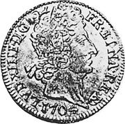 France 2 Louis D'or Louis XIV 1704 Cow KM# 369 LVD XIIII D G FR ET NA RE BD 1708 coin obverse France 2 Louis D'or Louis XIV 1704 Cow KM# 369 LVD XIIII D G FR ET NA RE BD 1708 coin obverse