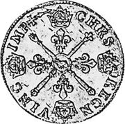 France 2 Louis D'or Louis XIV 1704 Cow KM# 369 CHRS REGN VINC IMP coin reverse France 2 Louis D'or Louis XIV 1704 Cow KM# 369 CHRS REGN VINC IMP coin reverse