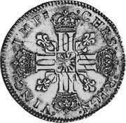 France 2 Louis D'or Louis XIV 1710 M KM# 405.9 CHRS REGN VINC IMP coin reverse France 2 Louis D'or Louis XIV 1710 M KM# 405.9 CHRS REGN VINC IMP coin reverse