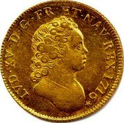 France 2 Louis D'or Louis XV 1716 BB KM# 426.3 LVD XV D G FR ET NAV REX 1716 coin obverse