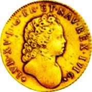 France 2 Louis D'or Louis XV 1716 I KM# 426.6 LVD. XV. D. G. FR. ET NAV. REX 1716 coin obverse