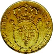 France 2 Louis D'or Louis XV 1716 S KM# 426.10 CHRS REGN VINC IMP S coin reverse
