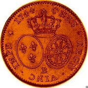 France 2 Louis D'or Louis XV 1744 B KM# 519.3 B CHRS REGN VINC IMPE 1744 coin reverse France 2 Louis D'or Louis XV 1744 B KM# 519.3 B CHRS REGN VINC IMPE 1744 coin reverse