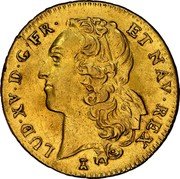 France 2 Louis D'or Louis XV 1744 T KM# 519.16 LUD. XV. D. G. FR. ET NAV. REX coin obverse France 2 Louis D'or Louis XV 1744 T KM# 519.16 LUD. XV. D. G. FR. ET NAV. REX coin obverse