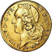 France 2 Louis D'or Louis XV 1759 D KM# 519.5 LVD. XV. D. G. FR. ET NAV. REX coin obverse France 2 Louis D'or Louis XV 1759 D KM# 519.5 LVD. XV. D. G. FR. ET NAV. REX coin obverse