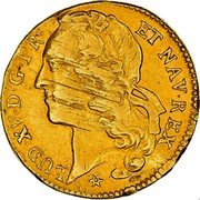 France 2 Louis D'or Louis XV 1760 M KM# 519.11 LUD XV D G FR ET NAV REX coin obverse France 2 Louis D'or Louis XV 1760 M KM# 519.11 LUD XV D G FR ET NAV REX coin obverse
