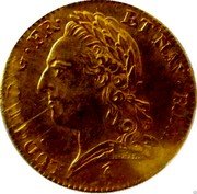 France 2 Louis D'or Louis XV 1771 A KM# 557.1 LUD XV D G FR ET NAV REX R.FIL coin obverse France 2 Louis D'or Louis XV 1771 A KM# 557.1 LUD XV D G FR ET NAV REX R.FIL coin obverse