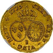 France 2 Louis D'or Louis XVI 1775 I KM# 575.7 I CHRS REGN VINC IMPE 1775 coin reverse