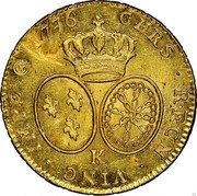 France 2 Louis D'or Louis XVI 1776 K KM# 575.8 CHRS RECN VINC IMPE 1776 K coin reverse France 2 Louis D'or Louis XVI 1776 K KM# 575.8 CHRS RECN VINC IMPE 1776 K coin reverse