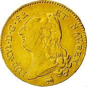 France 2 Louis D'or Louis XVI 1786 B KM# 592.3 LUD XVI D G FR ET NAV REX DUVIV coin obverse France 2 Louis D'or Louis XVI 1786 B KM# 592.3 LUD XVI D G FR ET NAV REX DUVIV coin obverse