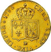 France 2 Louis D'or Louis XVI 1786 BB KM# 592.4 BB CHRS REGN VINC IMPER 1786 coin reverse France 2 Louis D'or Louis XVI 1786 BB KM# 592.4 BB CHRS REGN VINC IMPER 1786 coin reverse