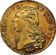France 2 Louis D'or Louis XVI 1786 D KM# 592.5 LUD XVI D G FR ET NAV REX DUVIV coin obverse France 2 Louis D'or Louis XVI 1786 D KM# 592.5 LUD XVI D G FR ET NAV REX DUVIV coin obverse