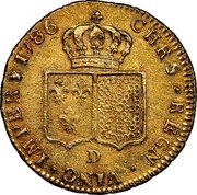 France 2 Louis D'or Louis XVI 1786 D KM# 592.5 D CHRS REGN VINC IMPER 1786 coin reverse France 2 Louis D'or Louis XVI 1786 D KM# 592.5 D CHRS REGN VINC IMPER 1786 coin reverse