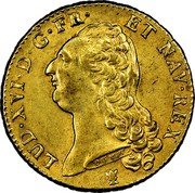 France 2 Louis D'or Louis XVI 1786 I KM# 592.7 LUD XVI D G FR ET NAV REX DUVIV coin obverse