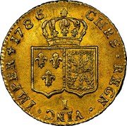 France 2 Louis D'or Louis XVI 1786 I KM# 592.7 I CHRS REGN VINC IMPER 1786 coin reverse
