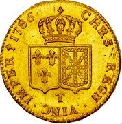 France 2 Louis D'or Louis XVI 1786 T KM# 592.14 T CHRS REGN VINC IMPE 1786 coin reverse France 2 Louis D'or Louis XVI 1786 T KM# 592.14 T CHRS REGN VINC IMPE 1786 coin reverse